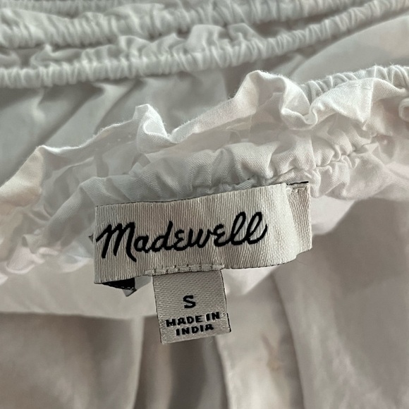 Madewell Smocked Button-Front Top in Poplin - Eyelet White - Picture 9 of 11